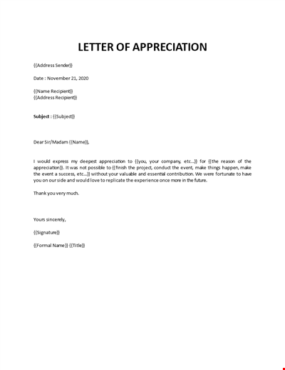 Letter of Appreciation