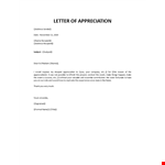 Letter of Appreciation example document template