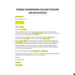 Job Application for Engineering Teacher example document template
