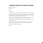 Request for not cutting the salary example document template