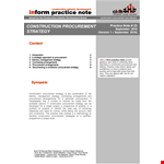 Construction Procurement Strategy Form example document template