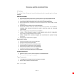 Technical Writer Job Description example document template