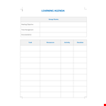 Learning Agenda Us letter Format example document template 