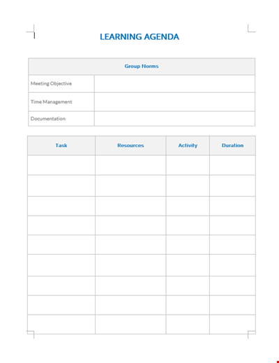 Learning Agenda Us letter Format