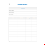Learning Agenda Us letter Format example document template