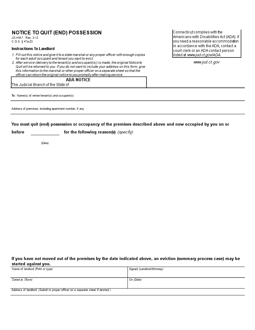 Download Printable Eviction Notice to Quit Efficient Notice Service Now Download Printable Eviction Notice to Quit Efficient Notice Service Now