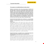 Company Newsletter: Projects, Employees, Volunteer | Global Deutsche example document template