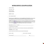 Work Service Job Application example document template