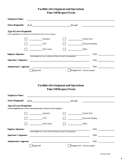 Time Off Request Form Template - Easy and Efficient Employee Leave Management