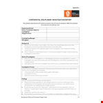 Disciplinary Investigation Report Template example document template