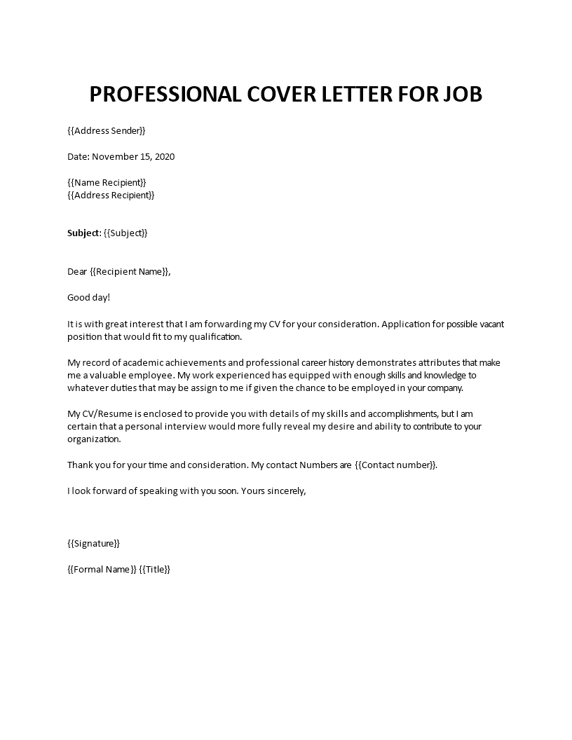 job request cover letter