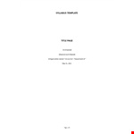 Syllabus Template Word example document template