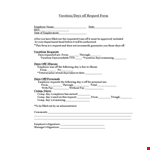 Submit Your Employee Vacation Request Easily with Our Form | Company Name example document template