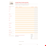 Construction Quote Template: Customize Your Quote and Conditions example document template