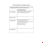 Teacher Self Evaluation Sample example document template