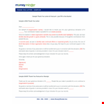 Organisation Donation Thank You Letter example document template 