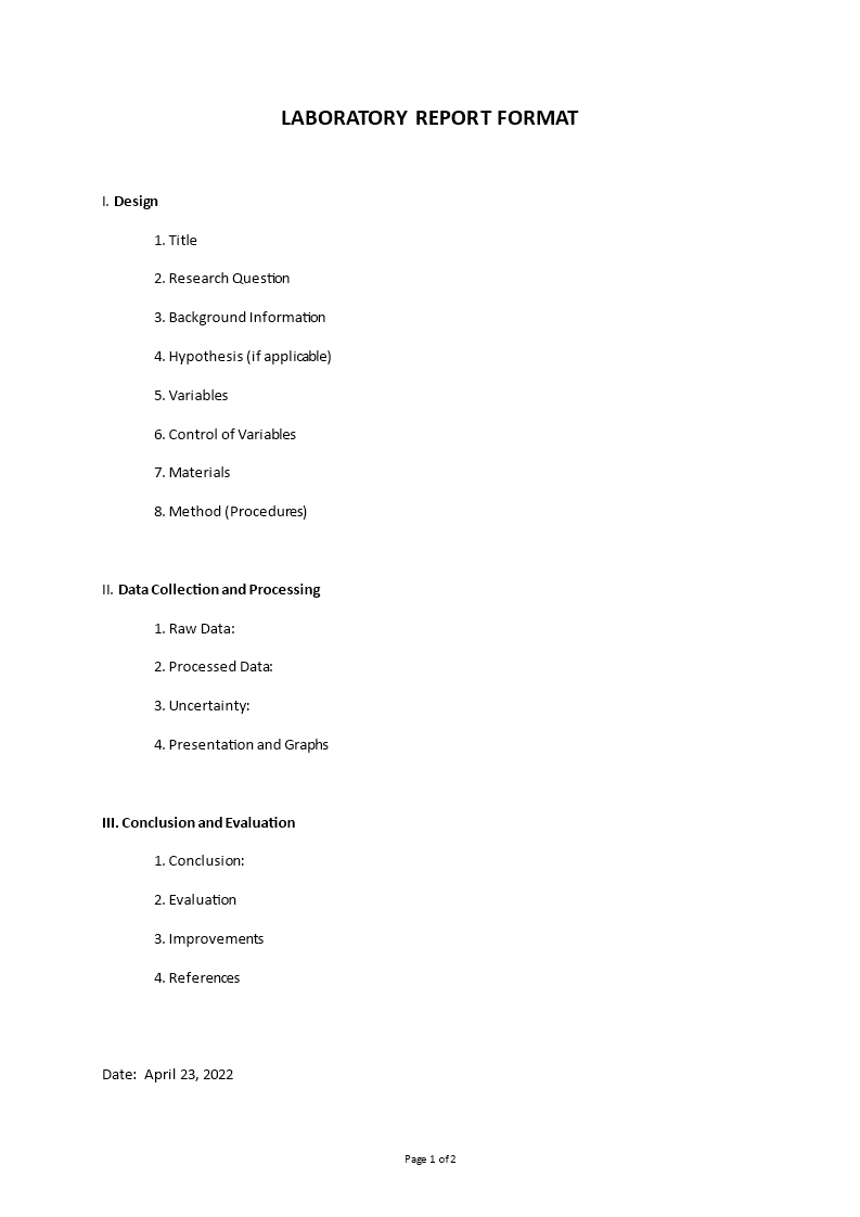 laboratory report format Main Image laboratory report format
