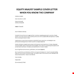 Equity Analyst Cover letter example document template