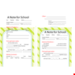 Printable Parent Note Form for School example document template