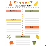 Plan Your Thanksgiving Course and Sides | Free Menu Template example document template