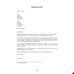Example of a Reference Letter example document template