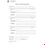 Payroll Exception example document template 