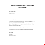 Finance Cover Letter example document template