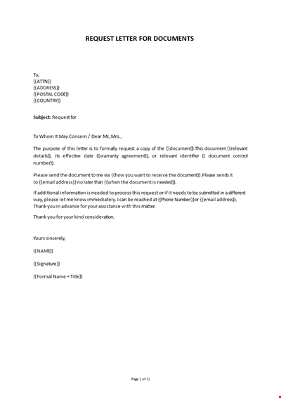 Request for Documents Letter