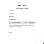 Leave application for honeymoon example document template 