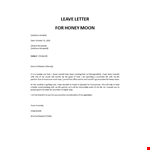 Leave application for honeymoon example document template