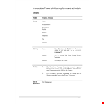 Irrevocable Power Of Attorney Form example document template
