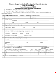 College Application Chapel Scholarship Application Template Madkins