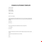 Power Of Attorney Template example document template