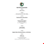 Kid Party Schedule example document template