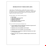 Memorandum of Understanding Template - Streamlined Agreements for Projects, Services, and Agencies example document template