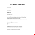 Cost analyst cover letter example document template