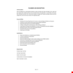 Plumber Job Description example document template