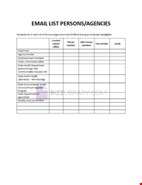 Email List Person Agencies Template