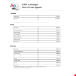District Event Agenda | Begin, Close, Matches example document template 