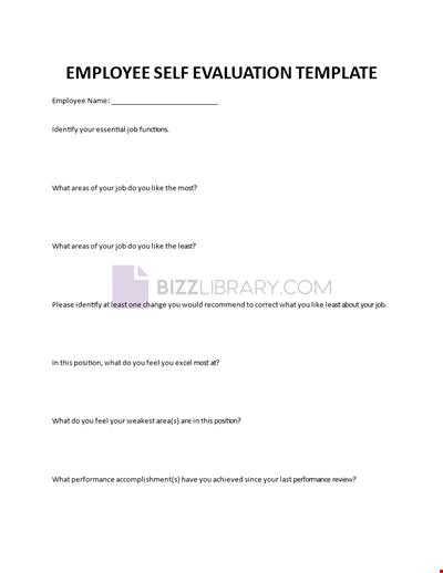 Template for employee self-evaluation