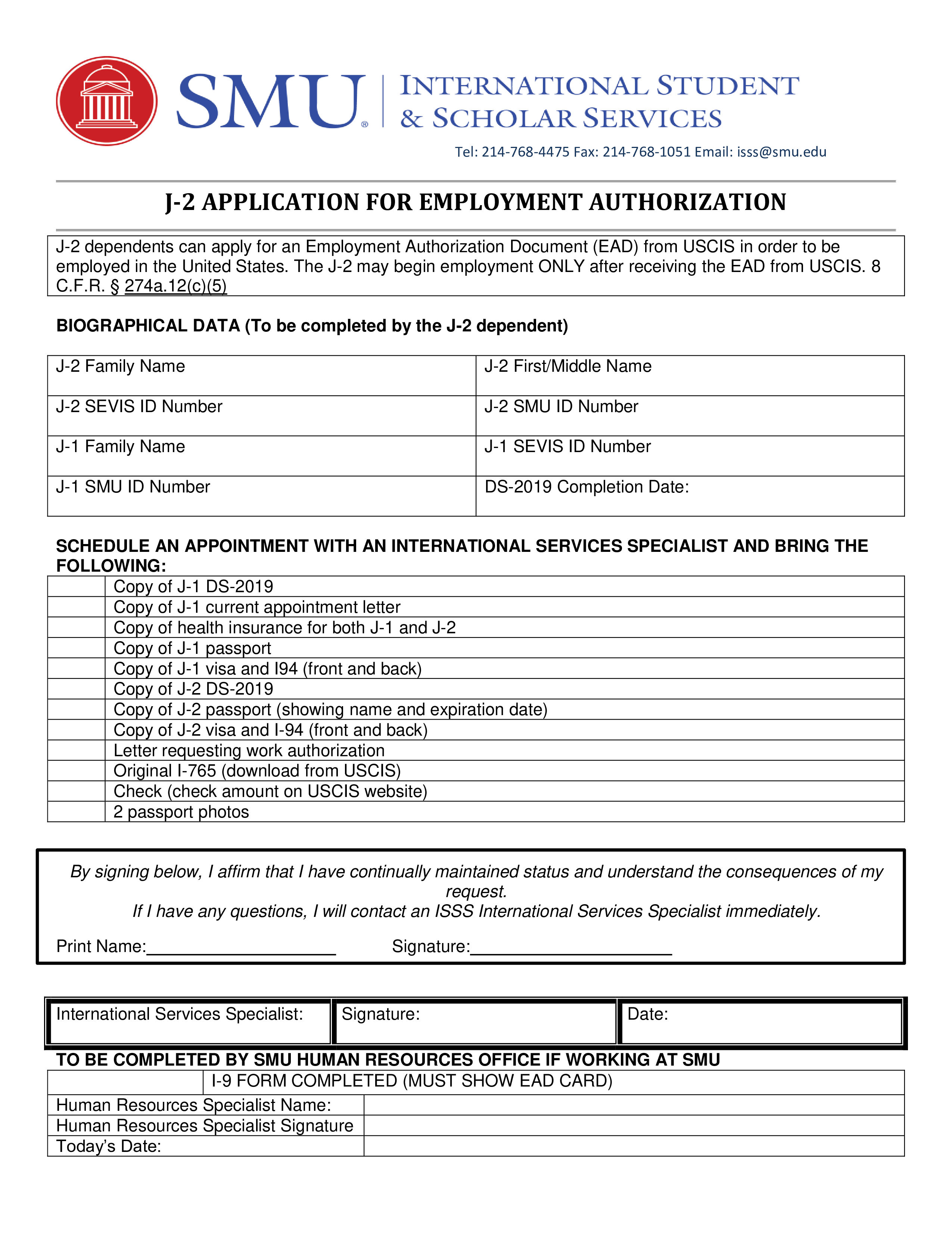 Work authorization application