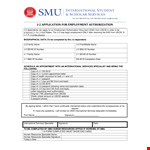 Work Authorization Application example document template
