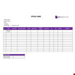 Stock card inventory example document template