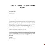 Letter to a recruitment agency example document template
