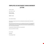 Employees achievement announcement letter example document template