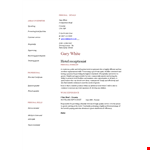 Hotel Curriculum Vitae example document template