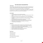 Help Desk Analyst Job Description example document template