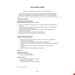 Basic Resume Example example document template