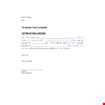 Formal Declaration Letter example document template