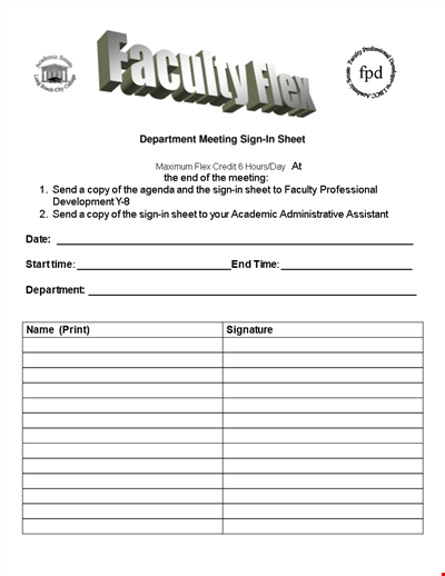 Department Meeting Sign-In Sheet Template